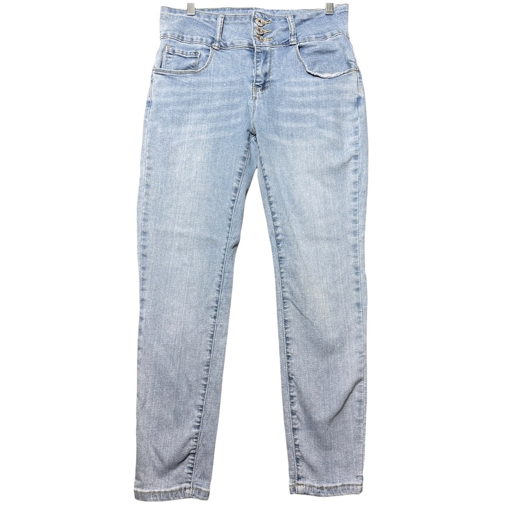 Honey & Bristle Skinny Jeans Women 6P Light Blue High Rise 3-Button Stretch